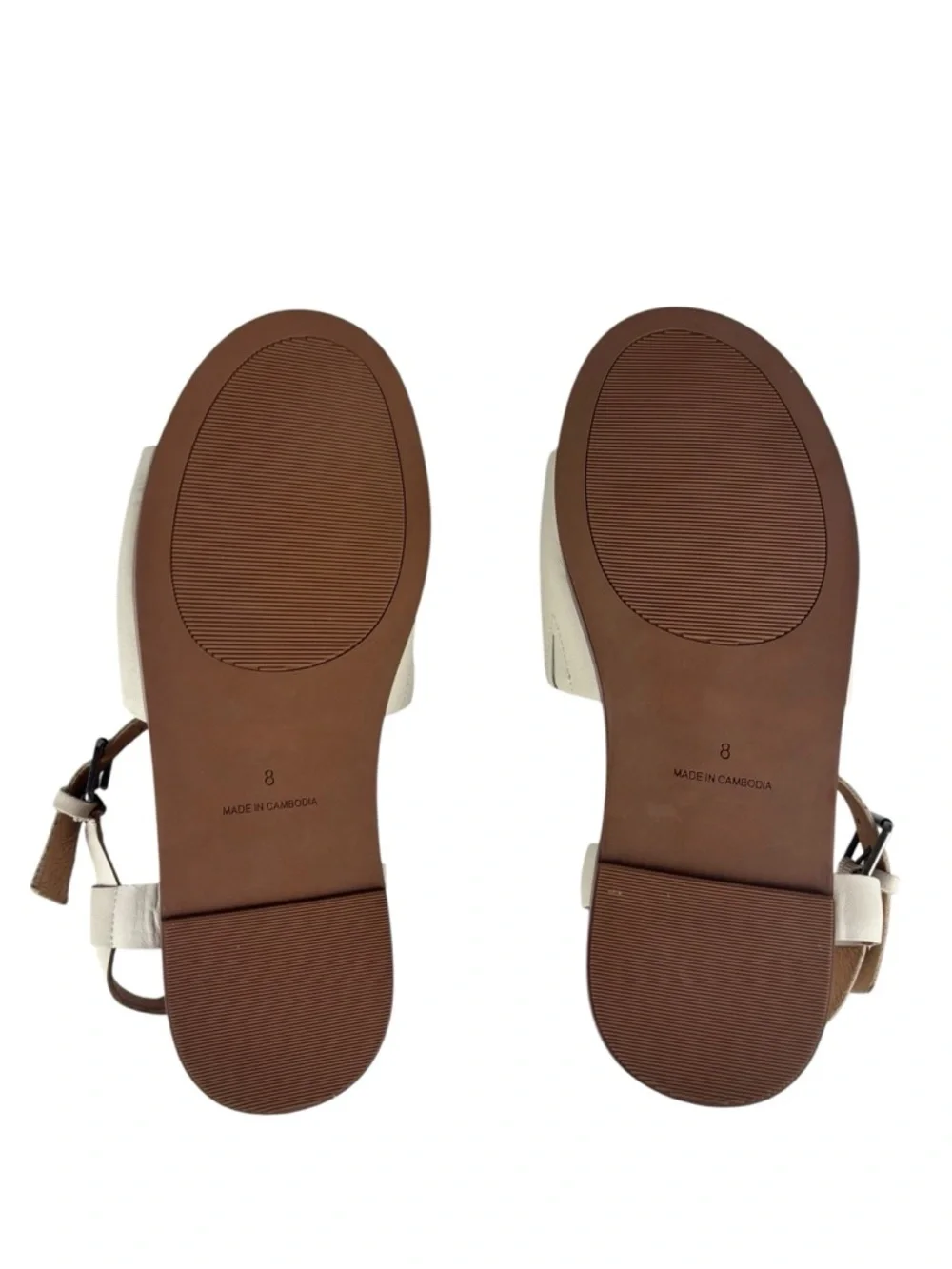 MADEWELL ND986 PALE OYSTER THE NOELLE ANKLE STRAP FLAT LEATHER SANDALS